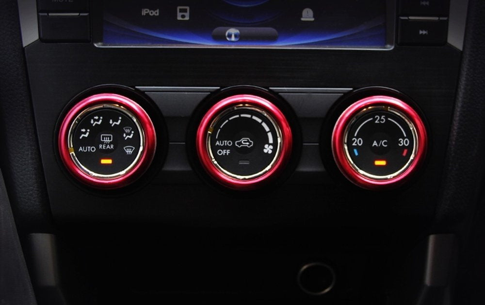 Red Aluminum AC Climate Control Knob Ring Covers For Subaru Impreza WRX/STi