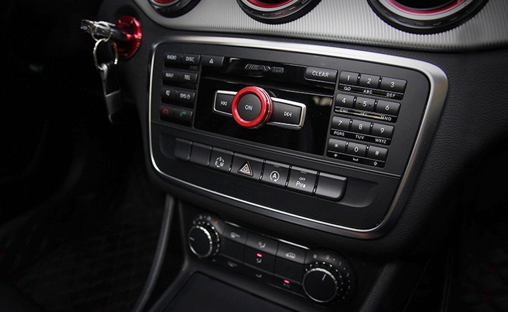 Red Stereo Volume Control Knob Cover For Mercedes A B C E S CLA GLA GLK ML GL