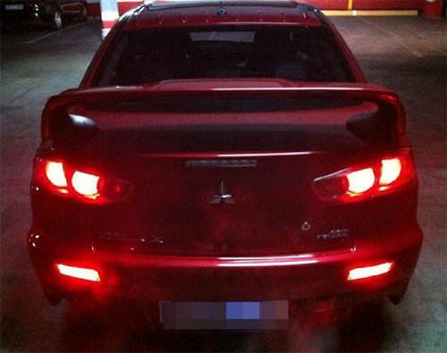 Red Lens LED Bumper Reflectors For Mitsubishi Lancer Evo Taillight Brake Lights