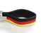 Euro Germany Flag Stripe Nylon Band w/ Inner Leather Key Fob Chain Keychain Ring