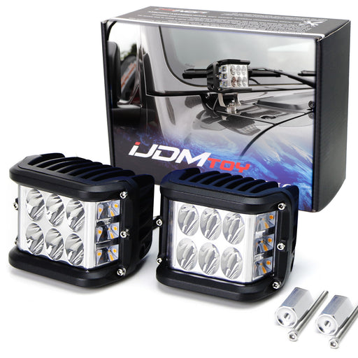 White LED A-Pillar Driving Light Kit w/Amber Strobe Feature For Jeep Wrangler JL