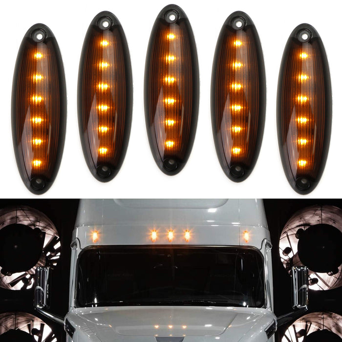 OE-Spec Amber LED Raised Roof Clearance Marker Lights For Freightliner Cascadia