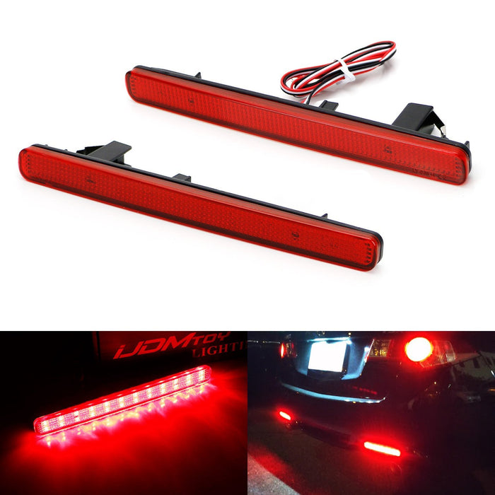 Red Lens 48-SMD LED Bumper Reflector Marker Lights For 2009-2014 Acura TSX