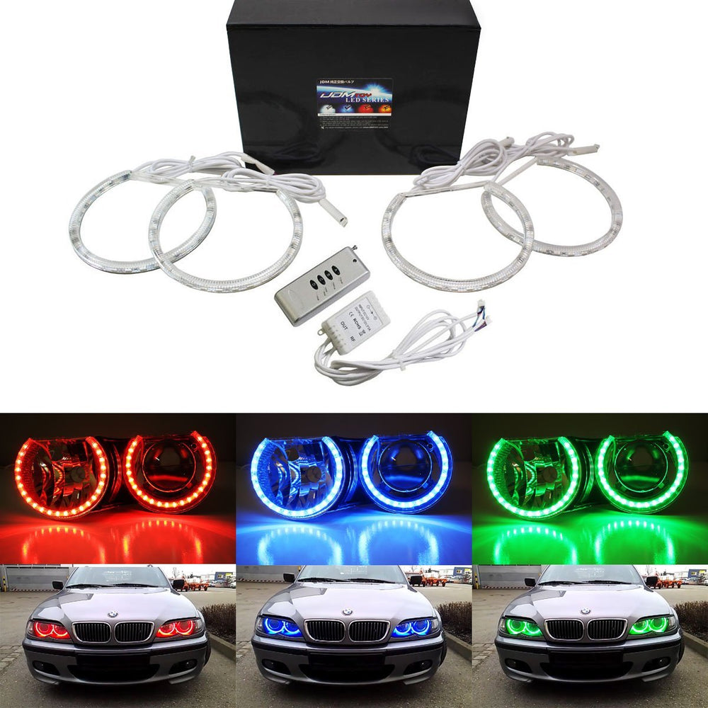 RGB LED Angel Eye Lighting Kit w/ Remote For BMW E36 E46 E38 E39 3 5 7 Series