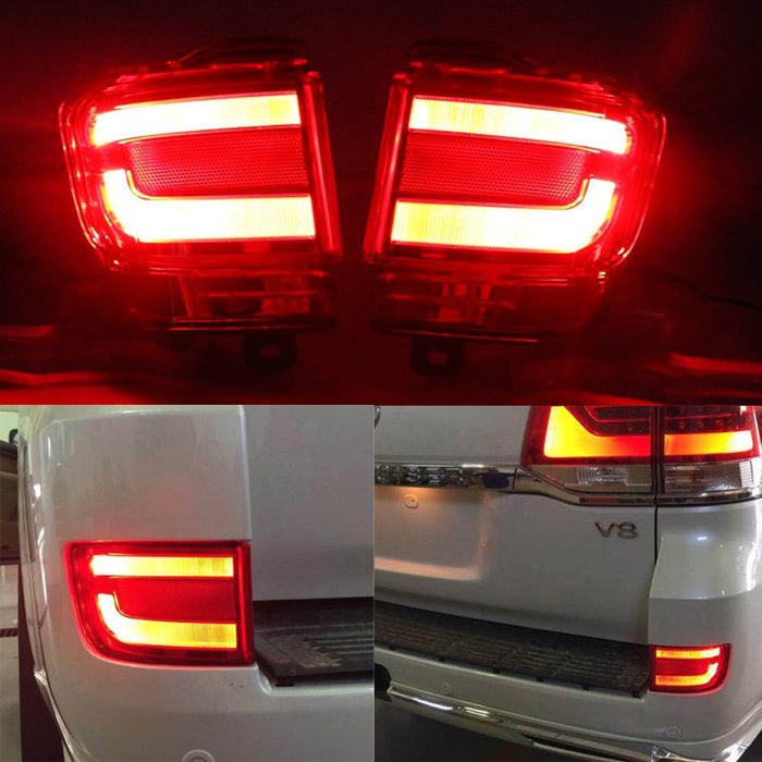 Red Lens LED Rear Bumper Tail/Fog Lights For 2016-up Toyota Land Cruiser-iJDMTOY