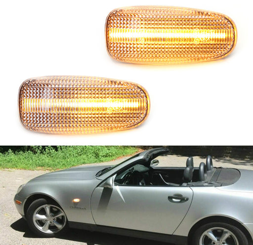 Clear Fender Sequential LED Amber Side Marker Lights For Mercedes CLK SLK Class