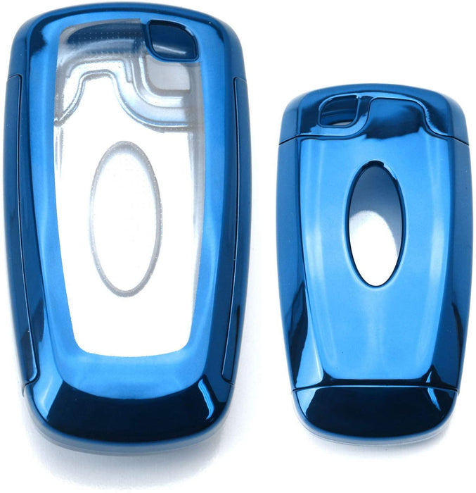 Blue TPU Key Fob Protective Case For 17-up Ford Edge Fusion, 18-up Mustang F-150