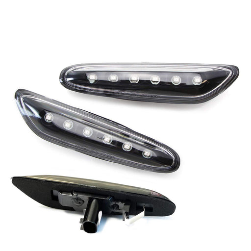 Black/Clear Front Side Marker Lamps w/ Amber LED Lights For BMW 1 3 5 X Series