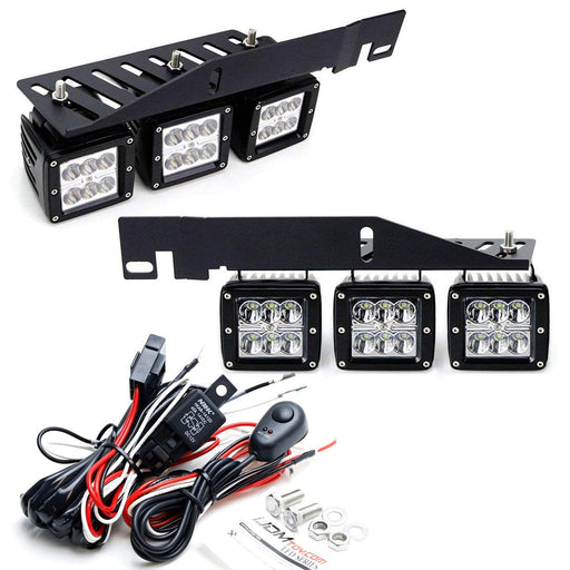 Mega Triple-Light 144W LED Fog Lights w/Mount Bracket/Wiring For 17-20 Raptor