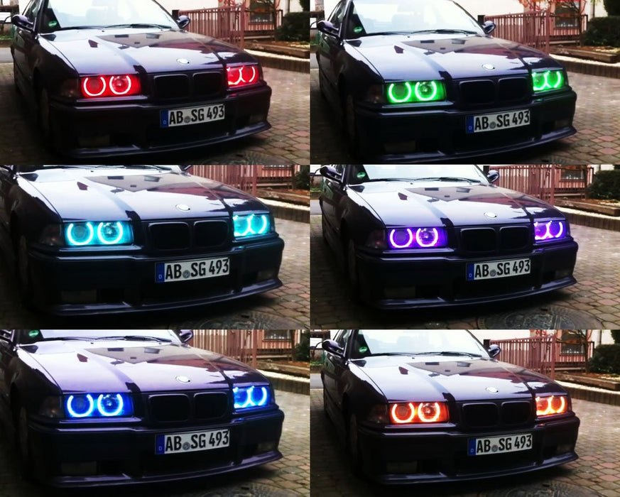 RGB LED Angel Eye Lighting Kit w/ Remote For BMW E36 E46 E38 E39 3 5 7 Series