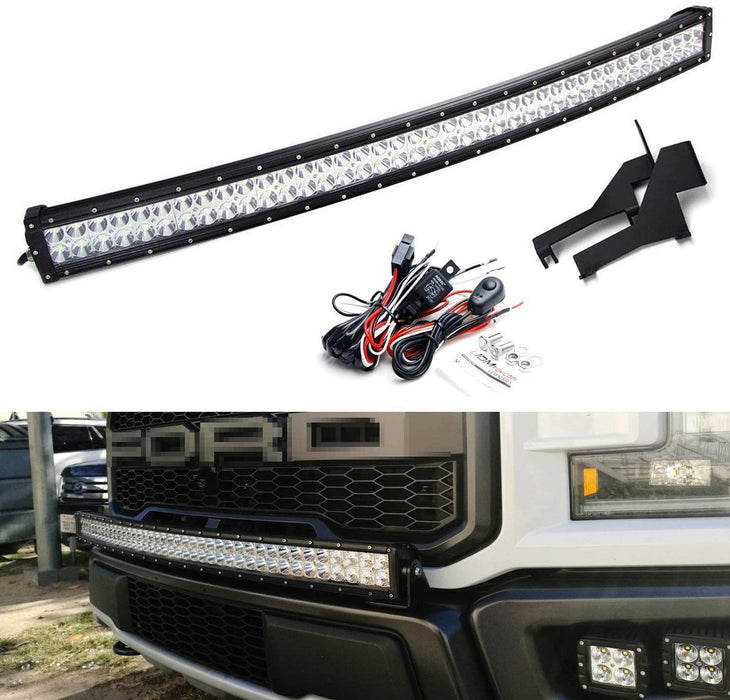 40" 240W Curved LED Light Bar w/ Above Bumper Mounts, Wiring For 17-20 Raptor