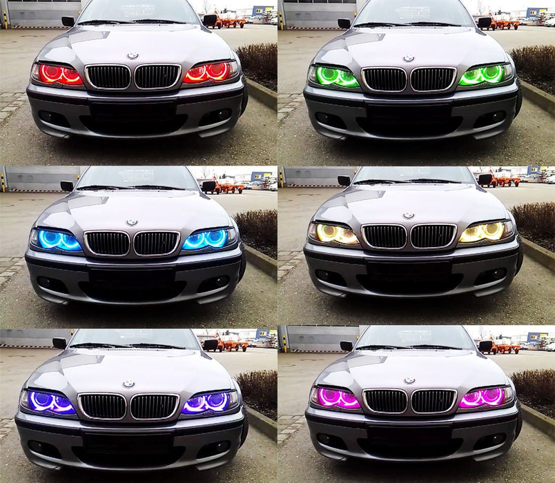 RGB LED Angel Eye Lighting Kit w/ Remote For BMW E36 E46 E38 E39 3 5 7 Series