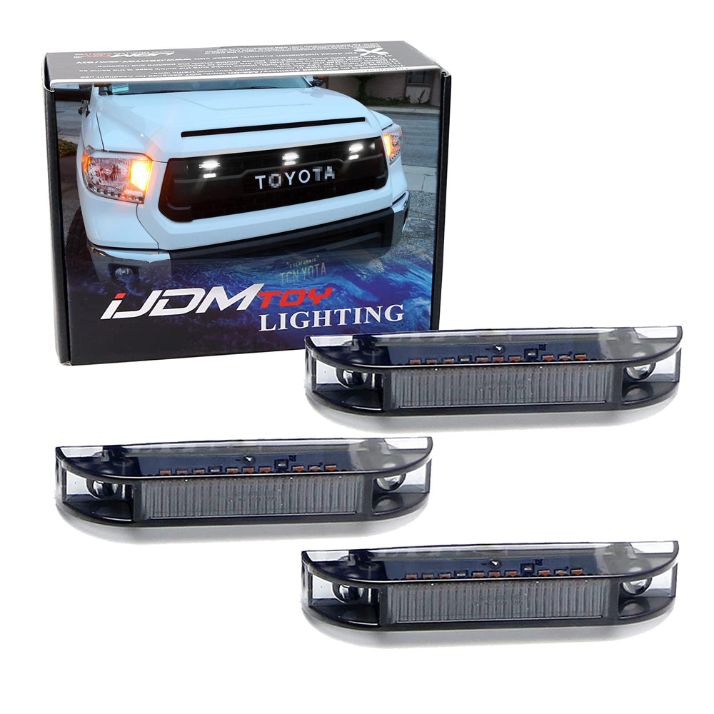 3pc Smoked Lens White LED Grille Running Lights For 2014-21 Tundra TRD Pro Grill