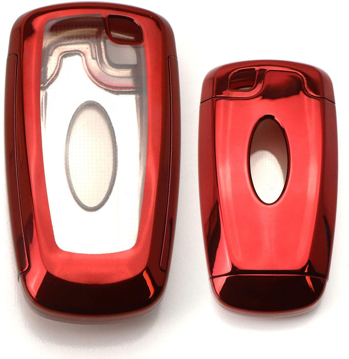 Red TPU Key Fob Protective Case For 17-up Ford Edge Fusion, 18-up Mustang F-150