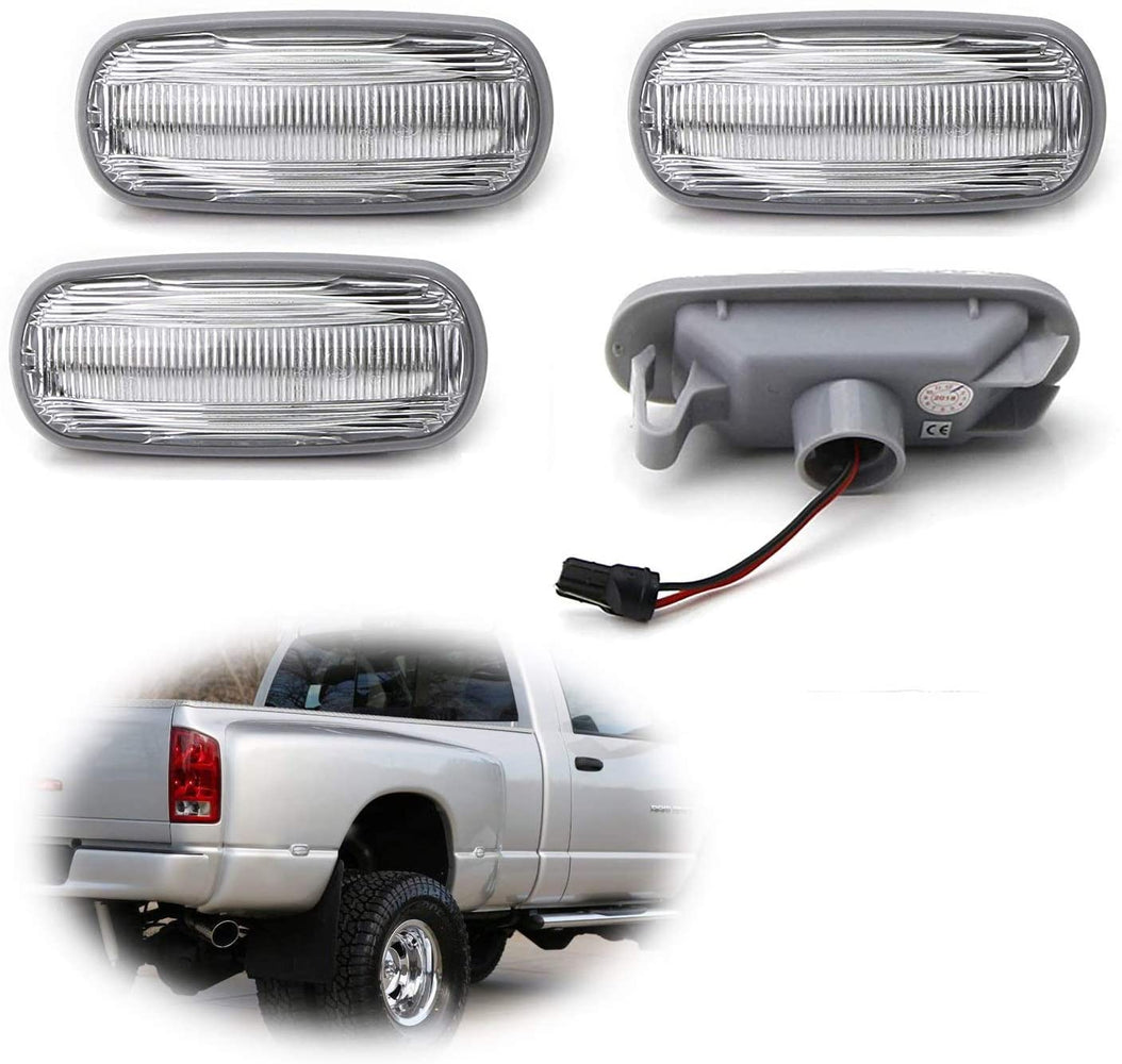 Clear Lens Front/Rear 48-LED Fender Side Marker Lamps For 03-09 RAM Double Wheel