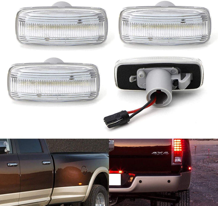 Clear Lens Front/Rear 48-LED Fender Side Marker Lamps For 10-18 RAM Double Wheel