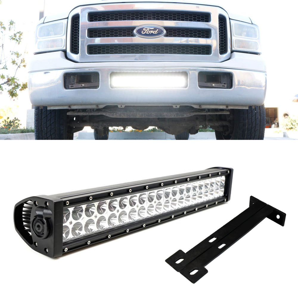 120W 20" LED Light Bar w/ Lower Bumper Bracket, Wirings for 99-07 Ford F250 F350