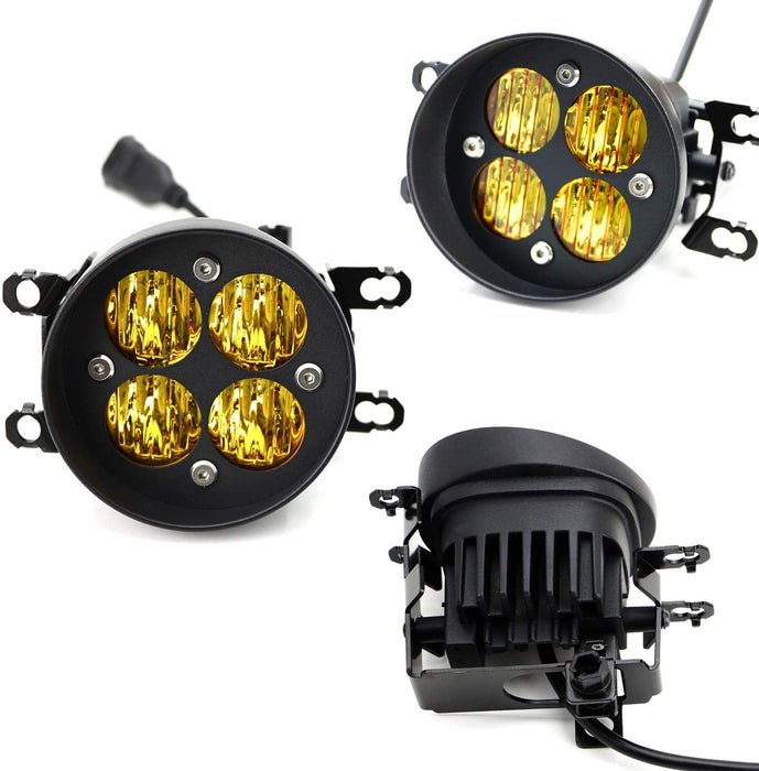 Yellow Lens LED Wide Angle SAE Flood Beam Fog Light Kit For 14-21 Toyota Tundra