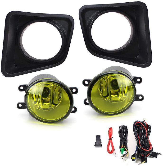 Complete Yellow Lens Fog Light Kit w/Bezel Covers Wiring For 14-21 Toyota Tundra