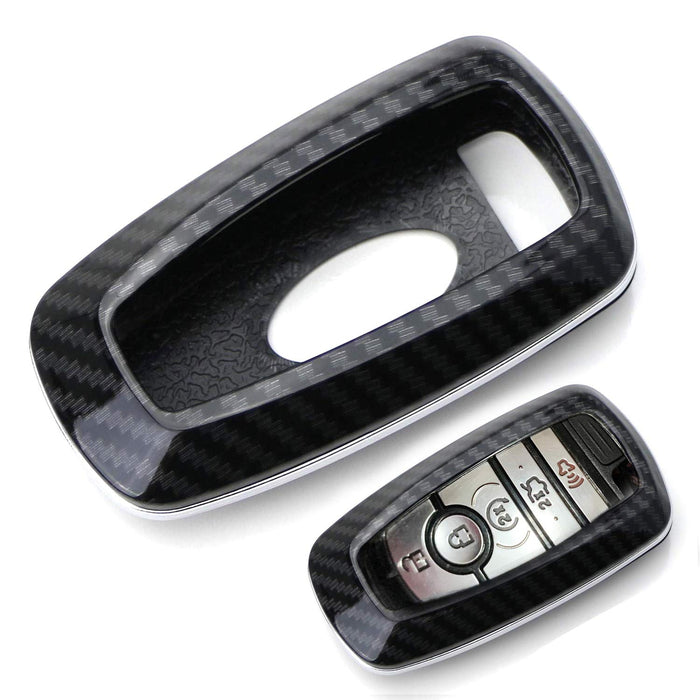 Black"Carbon Fiber" Key Fob For 18-up Ford Mustang F150 F250 Explorer Expedition