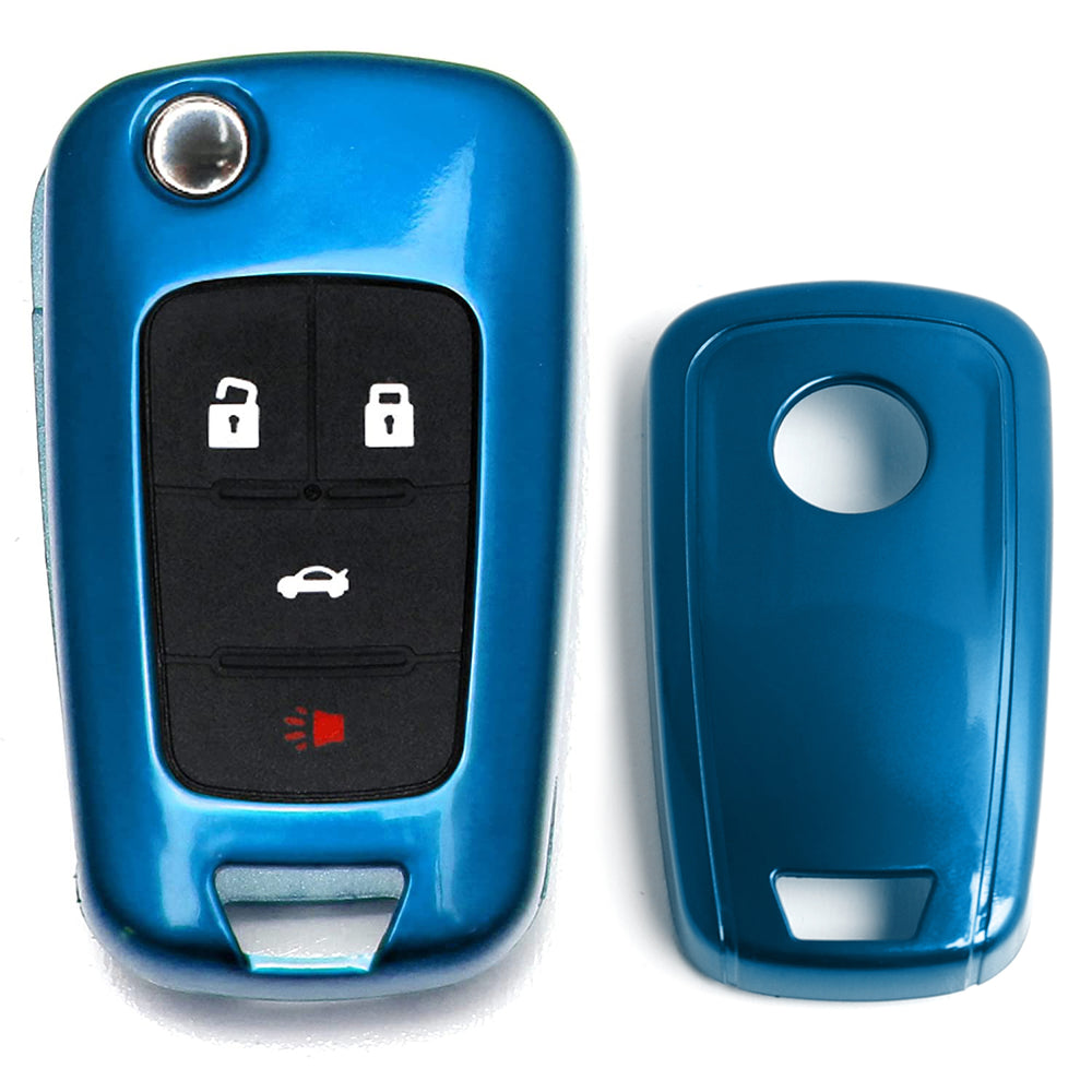 Exact Fit Glossy Blue Smart Key Fob Shell Cover For Chevrolet GMC 3 4 5 Buttons