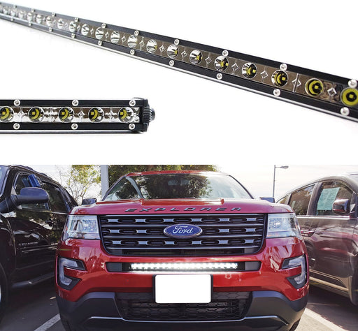 Behind Grille Mount 25" Slim LED Light Bar w/Bracket Wiring For 2016-19 Explorer