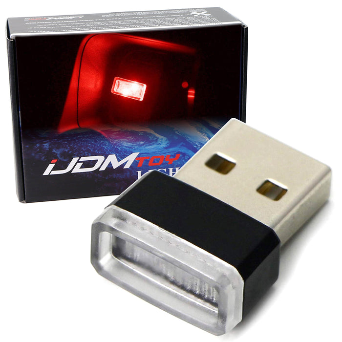 (1) Brilliant Red USB Plug-In Miniature LED Car Interior Ambient Lighting Kit