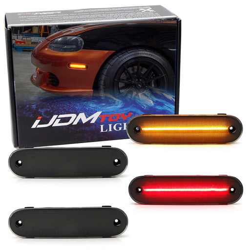 Smoked Lens Amber/Red Full LED Side Marker Light Kit For 90-05 Mazda Miata MX-5