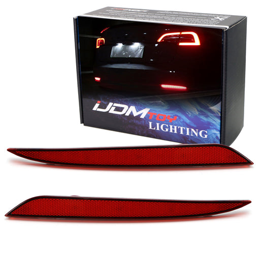 OE-Red Lens 24-LED Rear Bumper Reflector Light Kit For Tesla Model 3