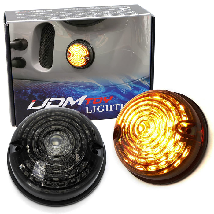 Flush Mount Smoke Lens Amber LED Side Markers/Signal Lamps For Classic 50 60 Car