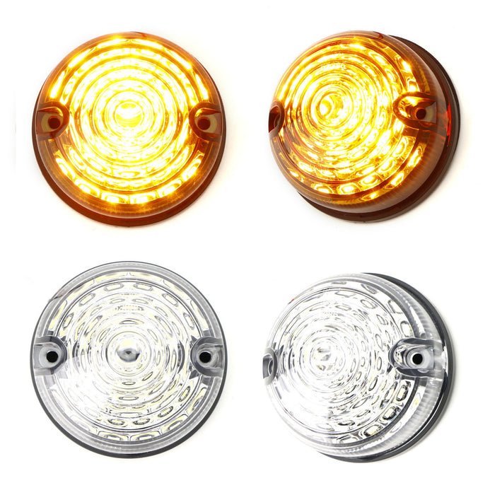 Flush Mount Clear Lens Amber LED Side Markers/Signal Lamps For Classic 50 60 Car