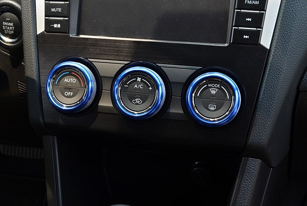 Blue Aluminum AC Climate Control Knob Ring Covers For Subaru Impreza WRX/STi