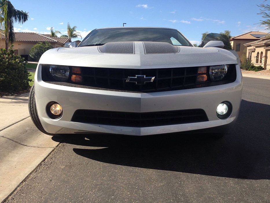 Complete Clear Lens Fog Light w/ White LED Bulbs, Bezels For 10-13 Camaro LS LT