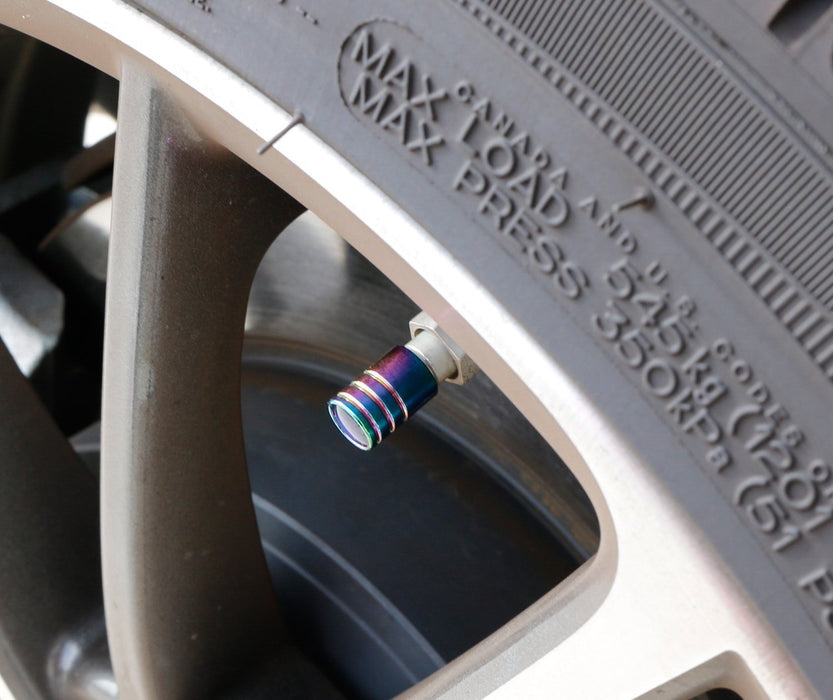 Tuner Racing Style Neo Chrome Anodized Aluminum Tire Valve Caps (Hexagon Shape)