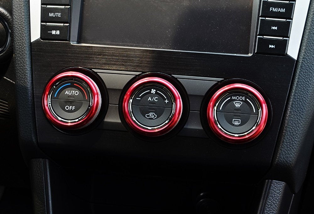 Red Aluminum AC Climate Control Knob Ring Covers For Subaru Impreza WRX/STi