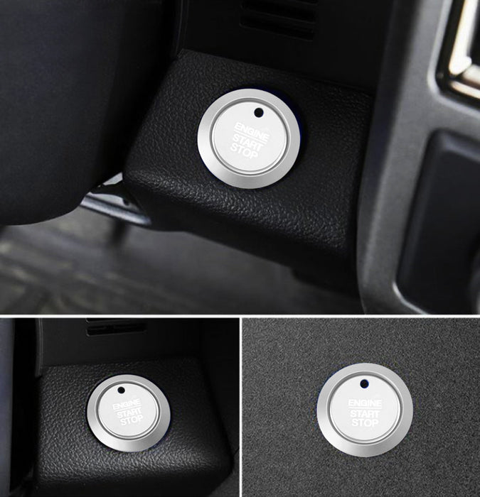 Silver Keyless Engine Push Start Button & Surrounding Ring For Ford F-150 Raptor