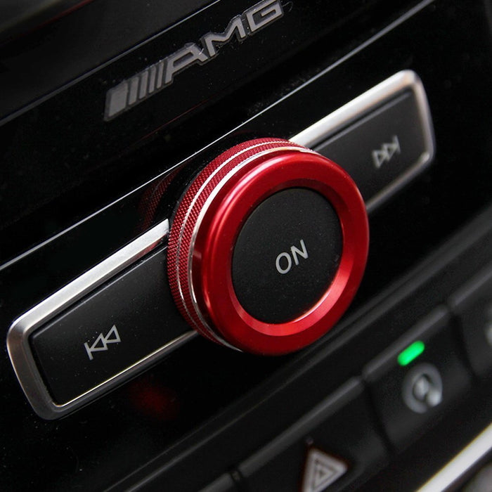 Red Stereo Volume Control Knob Cover For Mercedes A B C E S CLA GLA GLK ML GL