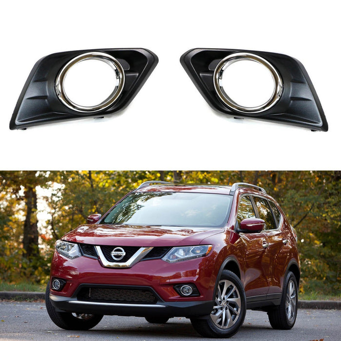 Pair LH RH Fog Lights Foglamp Garnish Covers For 2014-16 Nissan Rogue (X-Trail)