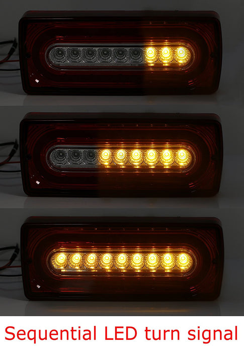 Red Lens Full LED Sequential Turn Signal/Tail Lights For 99-18 Mercedes G-Class