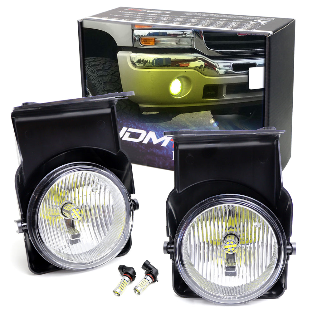 Clear Lens Fog Lamps w/ 2500K Selective Yellow LED Bulbs For 2003-06 GMC Sierra