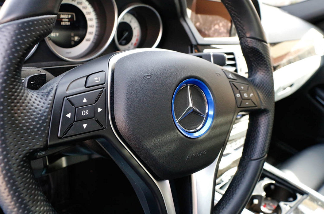 Blue Wheel Center Decoration Cover Trim For Mercedes B C E CLA GLA GLK Class