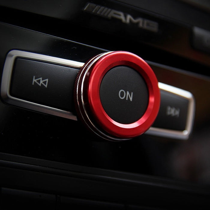 Red Stereo Volume Control Knob Cover For Mercedes A B C E S CLA GLA GLK ML GL