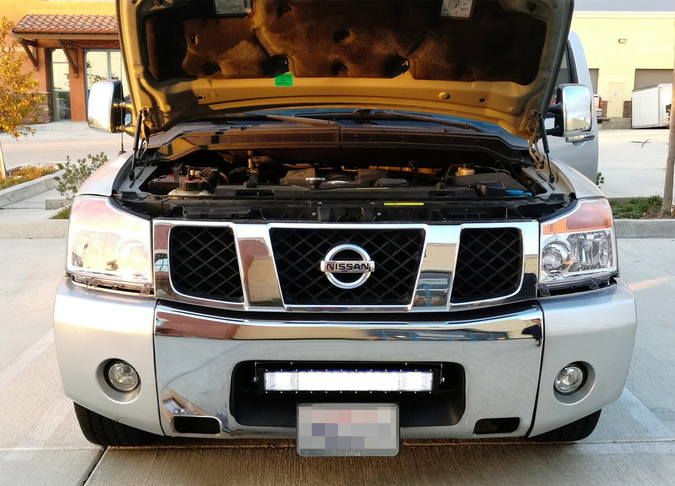 Flood/Spot Beam LED Light Bar w/Lower Bumper Mounts, Wiring For Nissan Titan