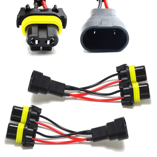 Pair 9005/9006 2-Way Splitter Wires For Headlight/High Beam Quad/Dual Projectors