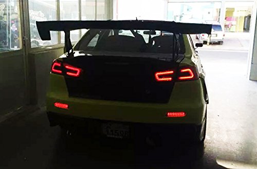 Red Lens LED Bumper Reflectors For Mitsubishi Lancer Evo Taillight Brake Lights