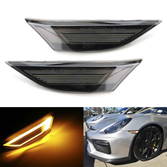 GT 3D Style Amber LED Front Side Marker Light For Porsche 991 Carrera 718 Cayman