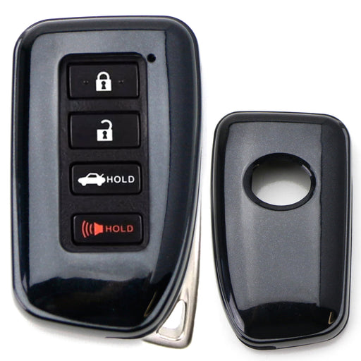 glossy black metallic hard shell key fob cover compatible with Lexus GS