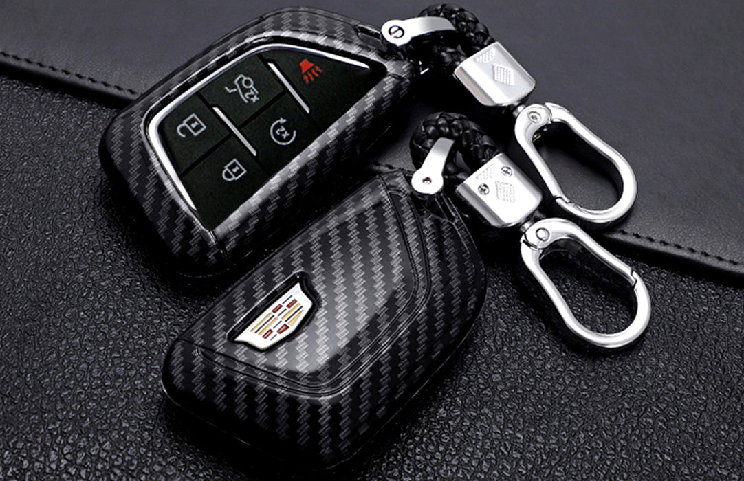 Carbon Fiber Shell Key Fob Cover Case For 20-up Cadillac CT5 CT6 XTS XT4 XT5 ATS