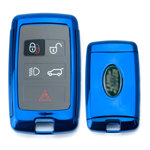 Blue TPU Key Fob Cover w/ Button Cover For 18-up Range Rover Sport or Discovery