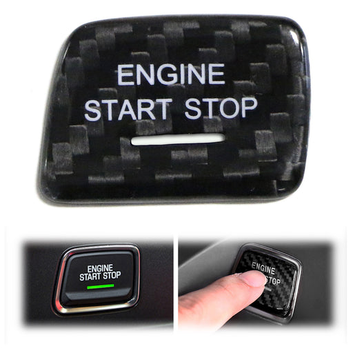 Black Real CarbonFiber Engine Start Push Start Button Cover For 16+ Chevy Camaro